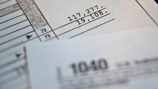 A copy of the U.S. Department of the Treasury Internal Revenue Service 1040 Individual Income Tax form