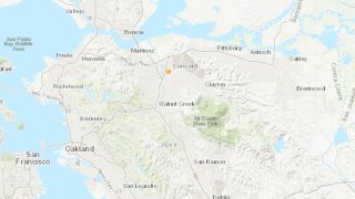 A map shows the location of a 3.8 magnitude earthquake.