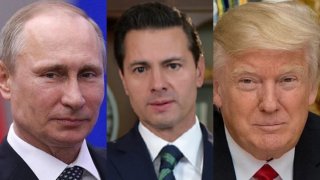 Tres rostros del presidente Putin, Enrique Peña Nieto y Donald Trump