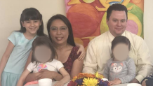 This undated photo shows the McCormack family. NBC 7 has altered the image to protect the identity of the surviving children. From left to right, Aarabella McCormack, Leticia McCormack, & Brian McCormack.