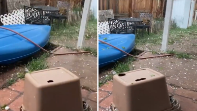 En video: granizo destructivo perfora un contenedor en EEUU
