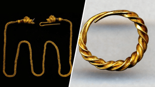Entre los objetos similares a los desaparecidos figuran un pendiente de finales de la Edad de Bronce y un collar griego de cadena de oro del siglo III a. C.