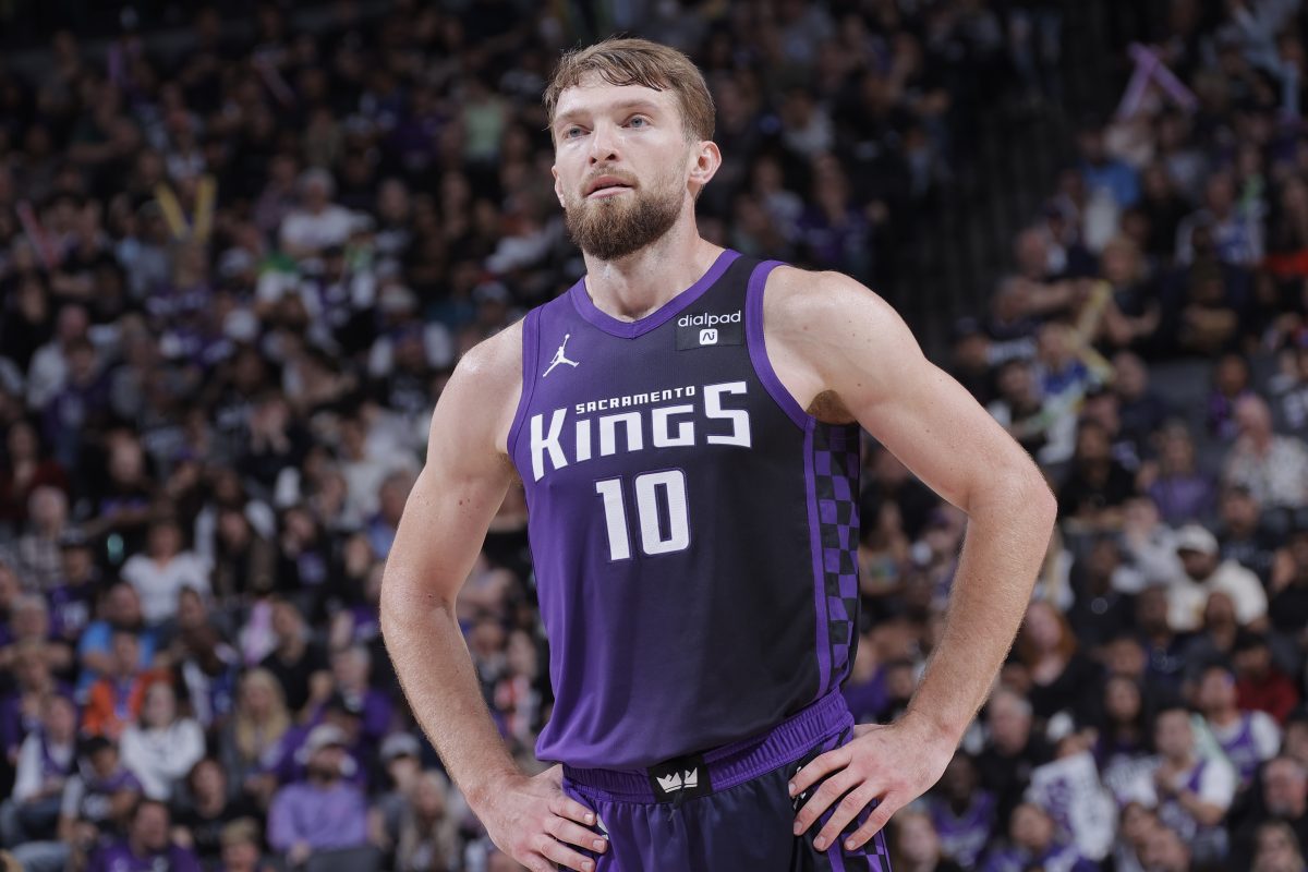 SACRAMENTO, CA – MARCH 16: Domantas Sabonis #10 of the Sacramento Kings looks on during the game against the New York Knicks on March 16, 2024 at Golden 1 Center in Sacramento, California. NOTE TO USER: User expressly acknowledges and agrees that, by downloading and or using this Photograph, user is consenting to the terms and conditions of the Getty Images License Agreement. Mandatory Copyright Notice: Copyright 2024 NBAE (Photo by Rocky Widner/NBAE via Getty Images)