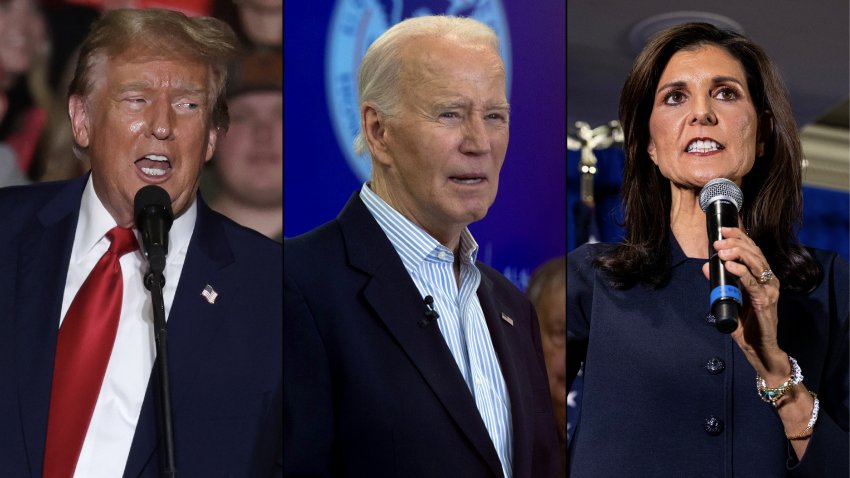 From left to right: Donald Trump, Joe Biden, and Nikki Haley.