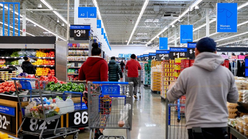 Shoppers at a Walmart store in Secaucus, New Jersey, US, on Tuesday, March 5, 2024. 