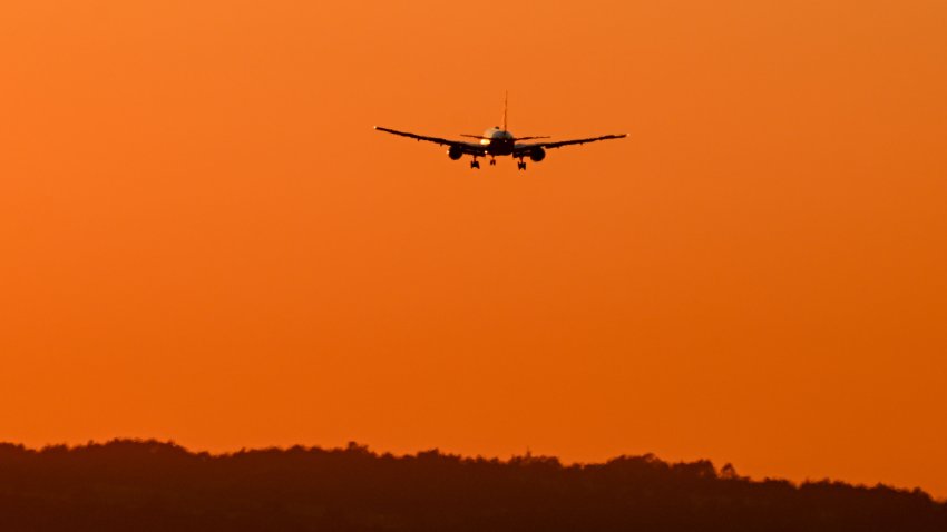 SAN FRANCISCO, CA – MAY 8: A passenger plane arrives at San Francisco International Airport (SFO) during sunset on May 8, 2024 in San Francisco, California, United States as the Bay Area is going to see this week its warmest temps since last October. (Photo by Tayfun Coskun/Anadolu via Getty Images)