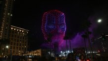 The Marvel Drone Show after the "Marvel Studios: The Ultimate Deadpool & Wolverine Celebration of Life" Panel at the 2024 San Diego International Comic-Con on July 25, 2024 in San Diego, California.  (Photo by Michael Buckner/Variety via Getty Images)