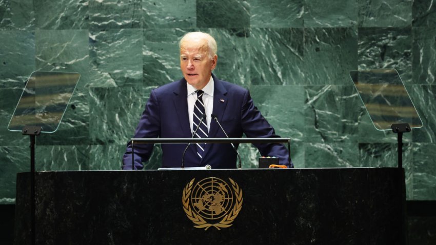 NEW YORK, NEW YORK – SEPTEMBER 24: U.S. President Joe Biden speaks during the United Nations General Assembly (UNGA) at the United Nations headquarters on September 24, 2024 in New York City. World leaders convened for the General Assembly as the world continues to experience major wars in Gaza, Ukraine and, Sudan along with a threat of a larger conflict in the Middle East.  (Photo by Michael M. Santiago/Getty Images)