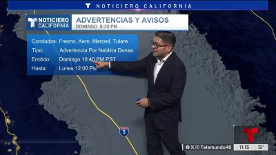 Advertencia de niebla densa para el valle central