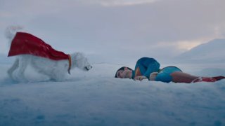 "Llévame a casa", le dice a "Krypto" en el tráiler. El perro toma la famosa capa roja de "Superman" en su boca y lo arrastra a través del paisaje nevado.