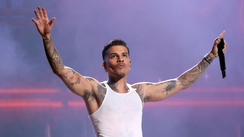 ELMONT, NEW YORK – SEPTEMBER 11: Rauw Alejandro performs on stage during the 2024 MTV Video Music Awards at UBS Arena on September 11, 2024 in Elmont, New York.  (Photo by Mike Coppola/Getty Images for MTV)