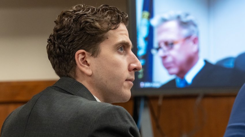 Bryan Kohberger, accused of murder, attends a hearing on cameras in the courtroom in Latah County District Court on September 13, 2023 in Moscow, Idaho.