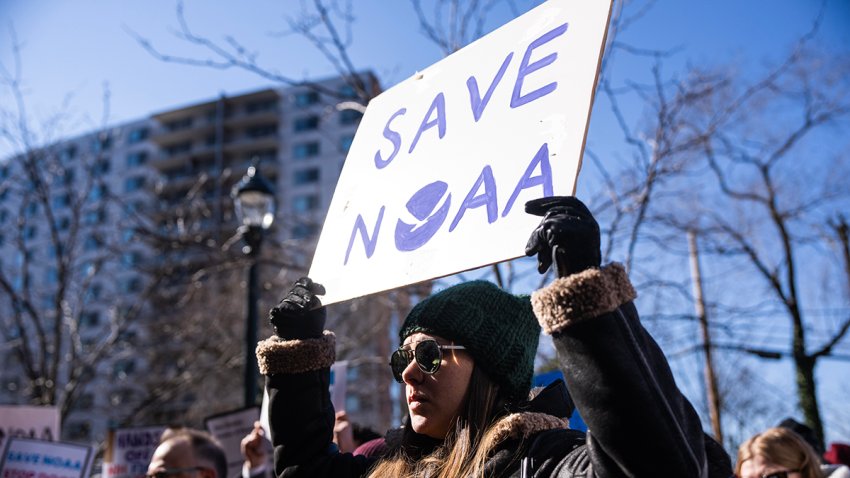 UNITED STATES – MARCH 3: Demonstrators attend rally outside National Oceanic and Atmospheric istration headquarters to oppose the recent worker firings, in Sliver Spring, Md., on Monday, March 3, 2025. Sen. Chris Van Hollen, D-Md., and other  of Congress also attended. (Tom Williams/CQ-Roll Call, Inc via Getty Images)