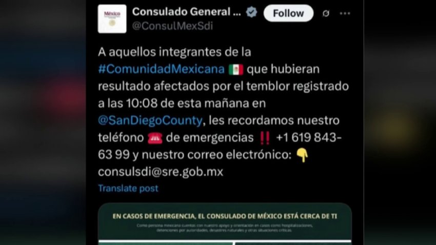 Hacen llamado a mexicanos afectados por el sismo en el sur de California