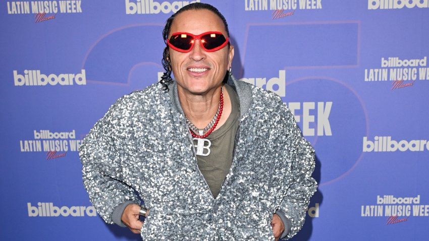 Elvis Crespo arrives at the Billboard Latin Music Week 35th Anniversary Celebration at the Fillmore Miami Beach on October 18, 2024 in Miami Beach, Florida. (Photo by Gustavo Caballero/Billboard via Getty Images)