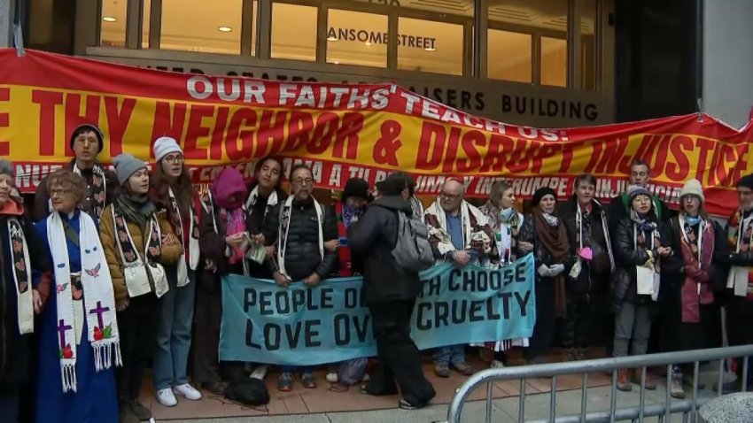 Protesters at the federal building in San Francisco. (Dec. 16, 2025)