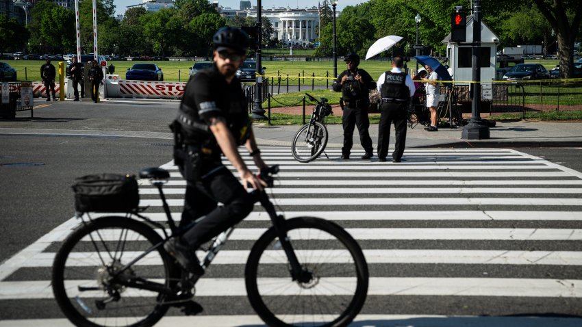 Members of the US Secret Service form a security permimeter near the White House in Washington, DC, US, on Monday, April 27, 2026. US President Donald Trump welcomed King Charles III to the White House for a visit fraught with doubt about the future of Britain’s so-called special relationship with America and fresh security concerns in the wake of the shooting at the White House correspondents’ dinner. Photographer: Graeme Sloan/Bloomberg via Getty Images